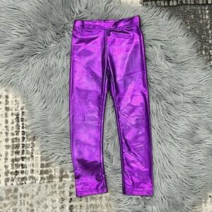 Frenchie Girls Bright Metallic Purple Leggings Size 7Y NEW‎